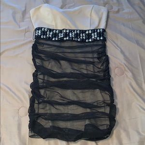 Y2K black micro mesh ruched cocktail dress NWOT